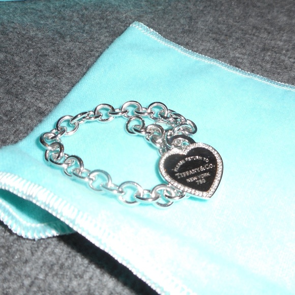 PERFECT CHRISTMAS GIFT TIFFANY & CO 18K WHT GOLD & DIAMOND HEART TAG BRACELET - Picture 8 of 16